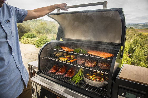 Pellet grill cooking food.jpeg